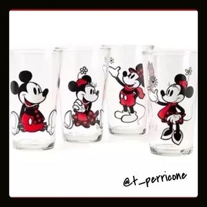 New Holiday Farmhouse Red & Black Mickey & Minnie Plaid 16-Oz. Glasses, 4-Pack